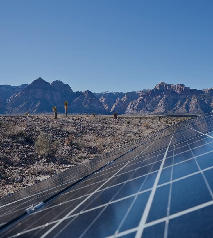 Solar array in desert landscape
